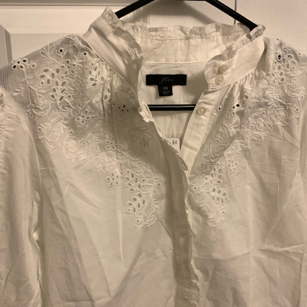 Jcrew white embroidered blouse-new with tag